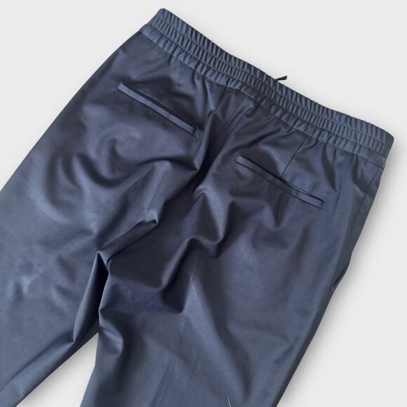 Hugo Boss wool blend navy blue trousers with elastic band in back and flat front - Picture 7 of 14